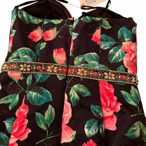 Nina Canacci Strapless Floral Gown Size 8 New With Tags - Picture 3 of 5